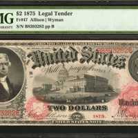 Fr. 47. 1875 $2 Legal Tender Note. PMG Very Fine 30.