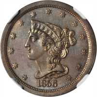 1856 Braided Hair Half Cent. C-1. Rarity-1. MS-64 BN (NGC).