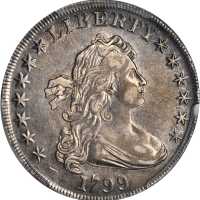 1799 Draped Bust Silver Dollar. BB-163, B-10. Rarity-2. EF-45 (PCGS).