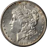 1889-S Morgan Silver Dollar. MS-62 (PCGS). Gold Shield Holder.
