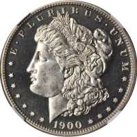 1900 Morgan Silver Dollar. Proof-65 Cameo (NGC).