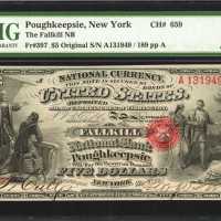 Fr. 397a. Poughkeepsie, New York. $5 Original Series. The Fallkill National Bank of Poughkeepsie. Ch