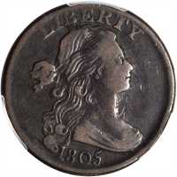 1805 Draped Bust Cent. S-269. Rarity-1. VF-25 (PCGS).