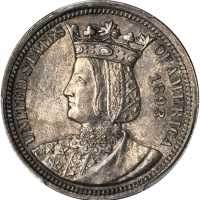 1893 Isabella Quarter. MS-64 (PCGS).