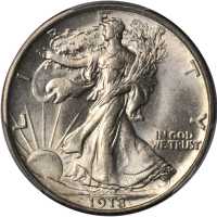 1918 Walking Liberty Half Dollar. MS-63 (PCGS). Gold Shield Holder.