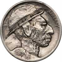 1919-S Man with Stubbled Beard and Hat. Host coin Very Fine.