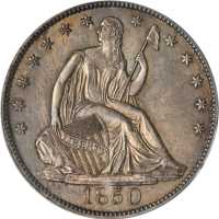 1850 Liberty Seated Half Dollar. WB-1. Rarity-4. Repunched Date. MS-64 (PCGS). CAC.
