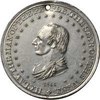 Three different Henry Clay medalets for the 1844 campaign, all white metal.