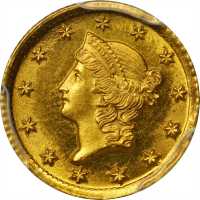 1849-D Gold Dollar. MS-63 (PCGS).