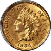 1864 Indian Cent. Bronze. L on Ribbon. MS-65+ RD (PCGS). CAC.