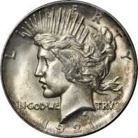 1921 Peace Silver Dollar. High Relief. MS-64 (PCGS).