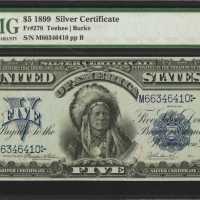 Fr. 278. 1899 $5 Silver Certificate. PMG Gem Uncirculated 65 EPQ.