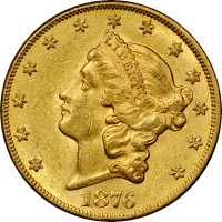 1876-CC Liberty Head Double Eagle. AU-55 (PCGS).