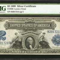 Fr. 250. 1899 $2 Silver Certificate. PMG Choice Uncirculated 64 EPQ.