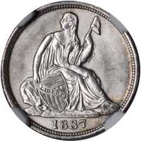 1837 Liberty Seated Half Dime. No Stars. Small Date. MS-65 (NGC).
