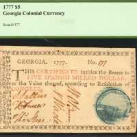 GA-87. Georgia. 1777. $5. PCGS Extremely Fine 40 PPQ.