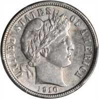 1910-D Barber Dime. AU-58 (PCGS).