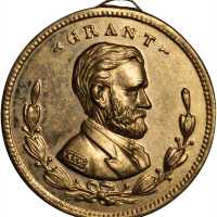 Pair of 1868 Ulysses S. Grant shell tokens: DeWitt-USG 1868-74. Gilt brass. 24.6 mm. Mint State.