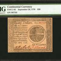 CC-82. Continental Currency. September 26, 1778. $20. PMG About Uncirculated 55 EPQ.