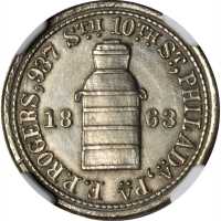 Pennsylvania--Philadelphia. 1863 Francis P. Rogers. Fuld-750P-4j. Rarity-7. German Silver. 19 mm--Fu