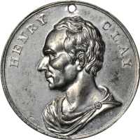 1844 Henry Clay. DeWitt-HC 1844-5. White metal. 43.5 mm. About Uncirculated, pierced for suspension.