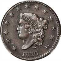 1826 Matron Head Cent. N-3. Rarity-3. EF-45 (PCGS).