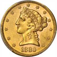 1880-S Liberty Head Half Eagle. MS-62 (PCGS).