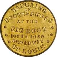 Missouri, Saint Louis. Big Boot. Mirror. Bowers MO-285. Gilt brass. 38 mm. Very Choice About Uncircu