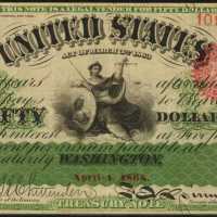 Fr. 203 (W-2660). 1863 $50 Interest Bearing Note. PCGS Very Fine 30.