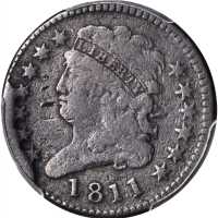 1811 Classic Head Half Cent. C-1. Rarity-4-. Wide Date. Fine Details--Environmental Damage (PCGS).