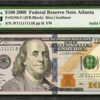 Fr. 2185-F. 2009 $100 Federal Reserve Note. Atlanta. PMG Extremely Fine 40 EPQ. Solid Serial Number.