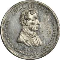 1860 Abraham Lincoln. DeWitt-AL 1860-35. White metal. 31.3 mm. Choice About Uncirculated.