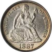 1887 Liberty Seated Dime. MS-65 (PCGS). CAC.