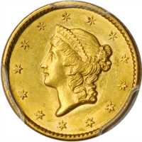 1849 Gold Dollar. Open Wreath, With L, Large Head. MS-62 (PCGS).
