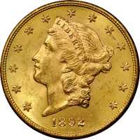 1892-S Liberty Head Double Eagle. MS-63+ (PCGS).
