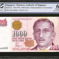 1999年新加坡金融管理局一仟圆。