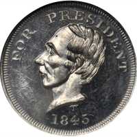 (ca. 1860s) 1845 Henry Clay Will Carry the Day medalet. DeWitt HC-D. White metal. 19.5 mm. MS-64 DPL