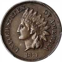 1873 Indian Cent. Close 3. Snow-1, FS-101. Doubled LIBERTY. EF-40 (PCGS).