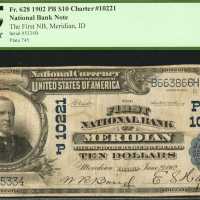 Meridian, Idaho. $10 1902 Plain Back. Fr. 628. The First NB. Charter #10221. PCGS Very Fine 20.