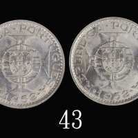 1952年澳门银币伍圆，两枚评级品1952 Macau Silve 5 Patacas. PCGS MS63 & 64 金盾 (2pcs)
