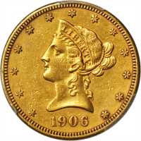 美国1906-S年10美元金币。