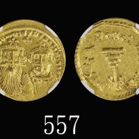 613-641年拜占庭金币，重4.46克613-641 Byzantine Empire Gold Coin, wgt 4.46grm, two emperors on obv. NGC Ch AU