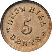 West Virginia--Charleston. 1864 Snow Hill Furnace. Fuld-Unlisted. Copper-Nickel. 19 mm. MS-66 (NGC).