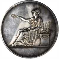 1852 French Medal Presented to the Captain of the First American Ship to Reach Rouen. Silver. 68 mm.