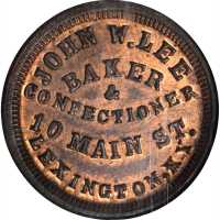 Kentucky--Lexington. Undated (1861-1865) John W. Lee. Fuld-480B-6a. Rarity-8. Copper. 19 mm. MS-64 R