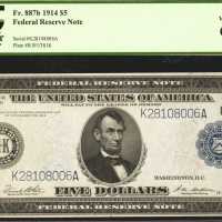 Fr. 887b. 1914 $5 Federal Reserve Note. Dallas. PCGS Very Choice New 64 PPQ.