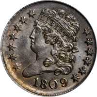 1809/6 Classic Head Half Cent. C-5. Rarity-1. 9/Inverted 9. MS-64 BN (PCGS). CAC.