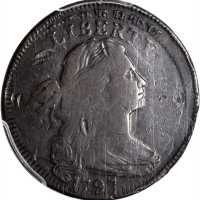 1797 Draped Bust Cent. S-121B. Rarity-3-. Gripped Edge, Reverse of 1795--Double Struck, Second Strik