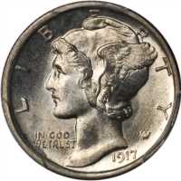 1917-D Mercury Dime. MS-64 FB (PCGS).