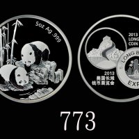 2013年中华人民共和国精铸熊猫美国长滩钱币展览会纯银纪念章 NGC PF 69